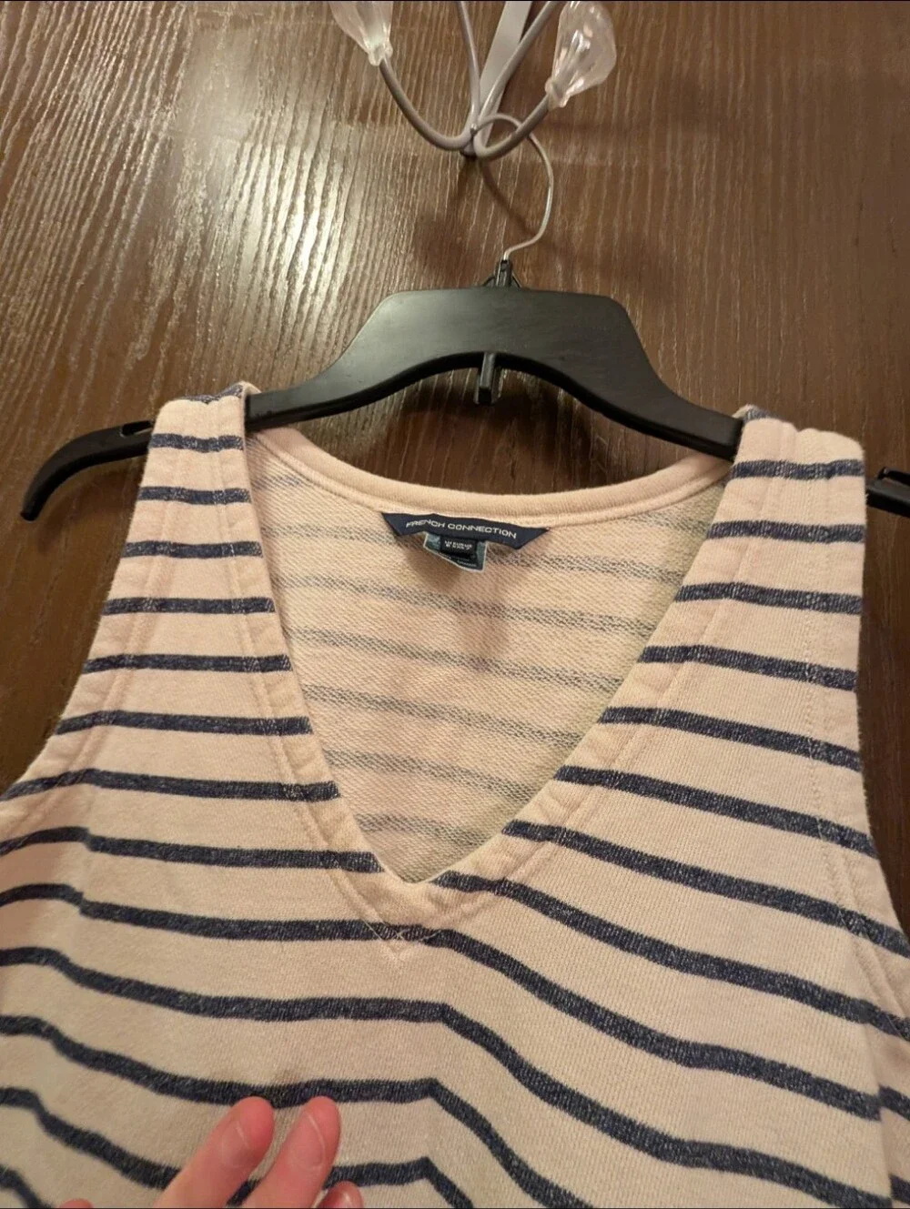 French Connection  Knit Sleeveless Mini Dress Ivory W/Black Stripe Sz-2 #53372